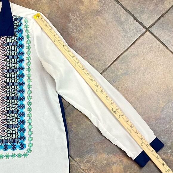 August Silk 1/2 Button Long Sleeve Blouse Large - Picture 7 of 10